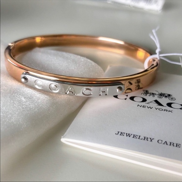 Coach Hinged Bangle Bracelet Rose Gold - Picture 3 of 7